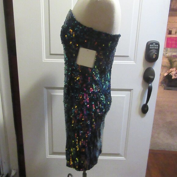 NWT Strapless Iridescent Sequin Charmed Hearts Body-Con Dress XL - Picture 6 of 15